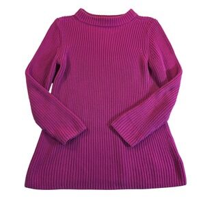 Talbots Petite‎ SP Small Purple Mock Neck Knit Long Sleeve Cotton Sweater